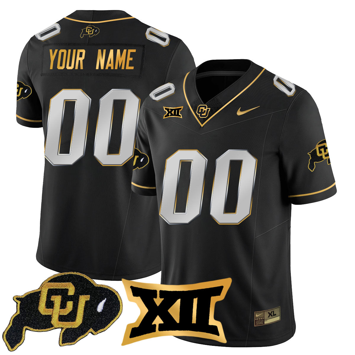 Custom Colorado Buffaloes 2024 Vapor Limited Gold Jersey N1 - All Stitched