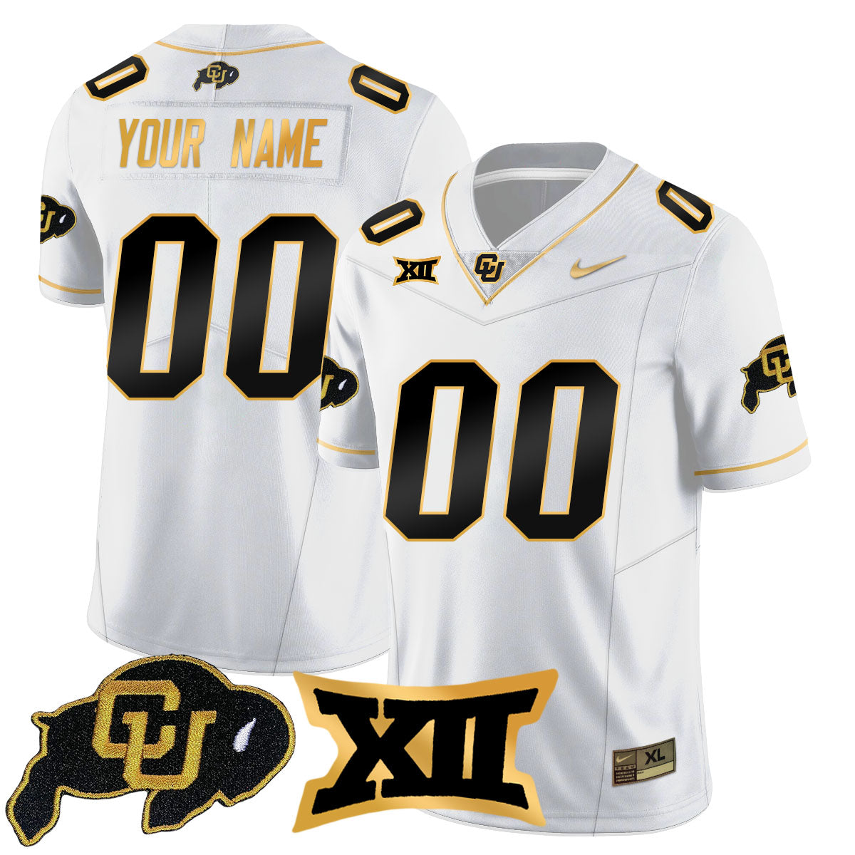 Custom Colorado Buffaloes 2024 Vapor Limited Gold Jersey N1 - All Stitched