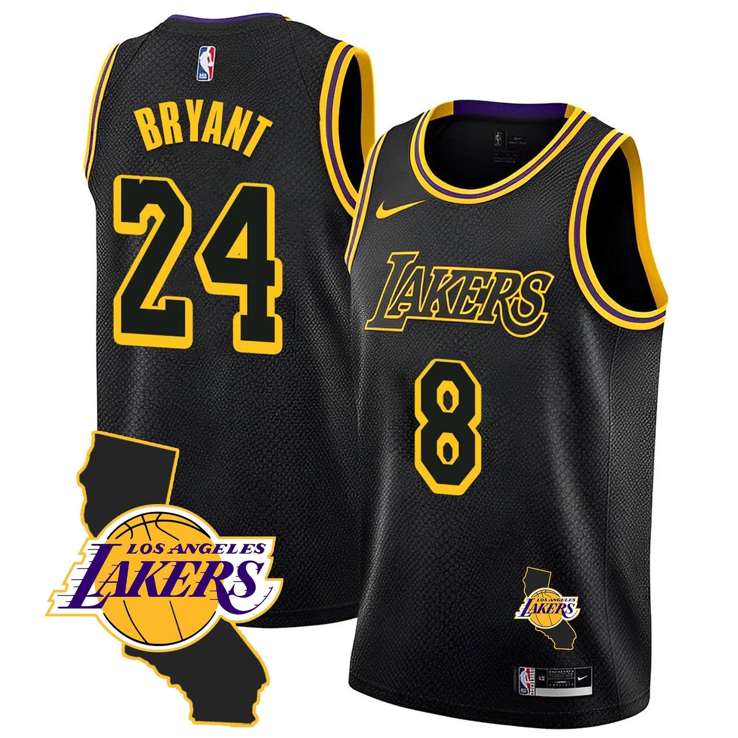 Kobe Bryant Black Mamba Jersey - California Patch - All Stitched