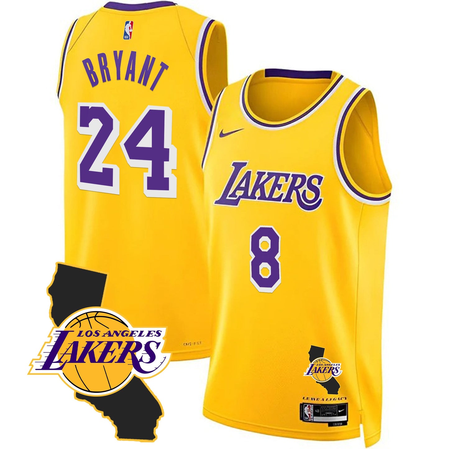 Kobe Bryant Black Mamba Jersey - California Patch - All Stitched