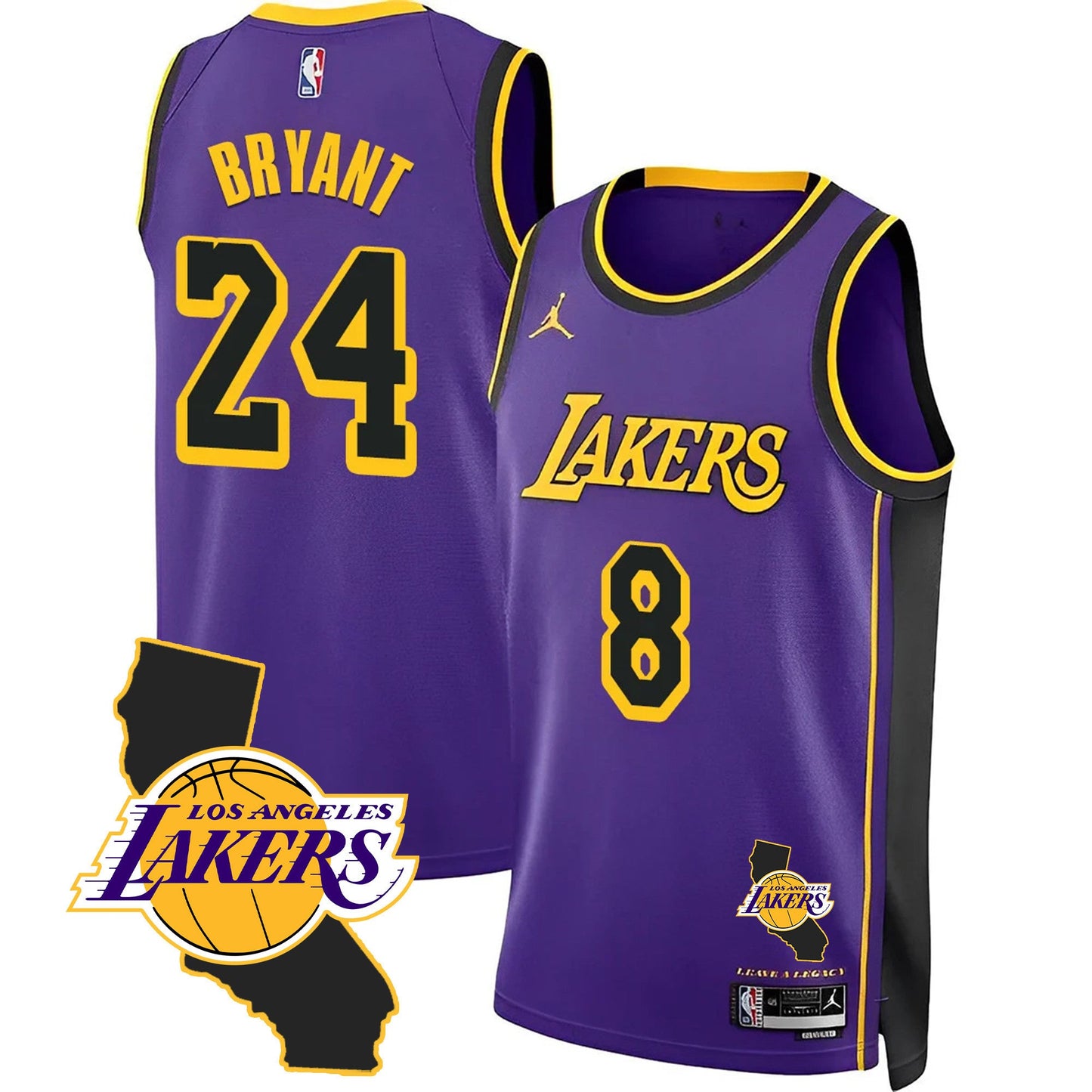 Kobe Bryant Black Mamba Jersey - California Patch - All Stitched
