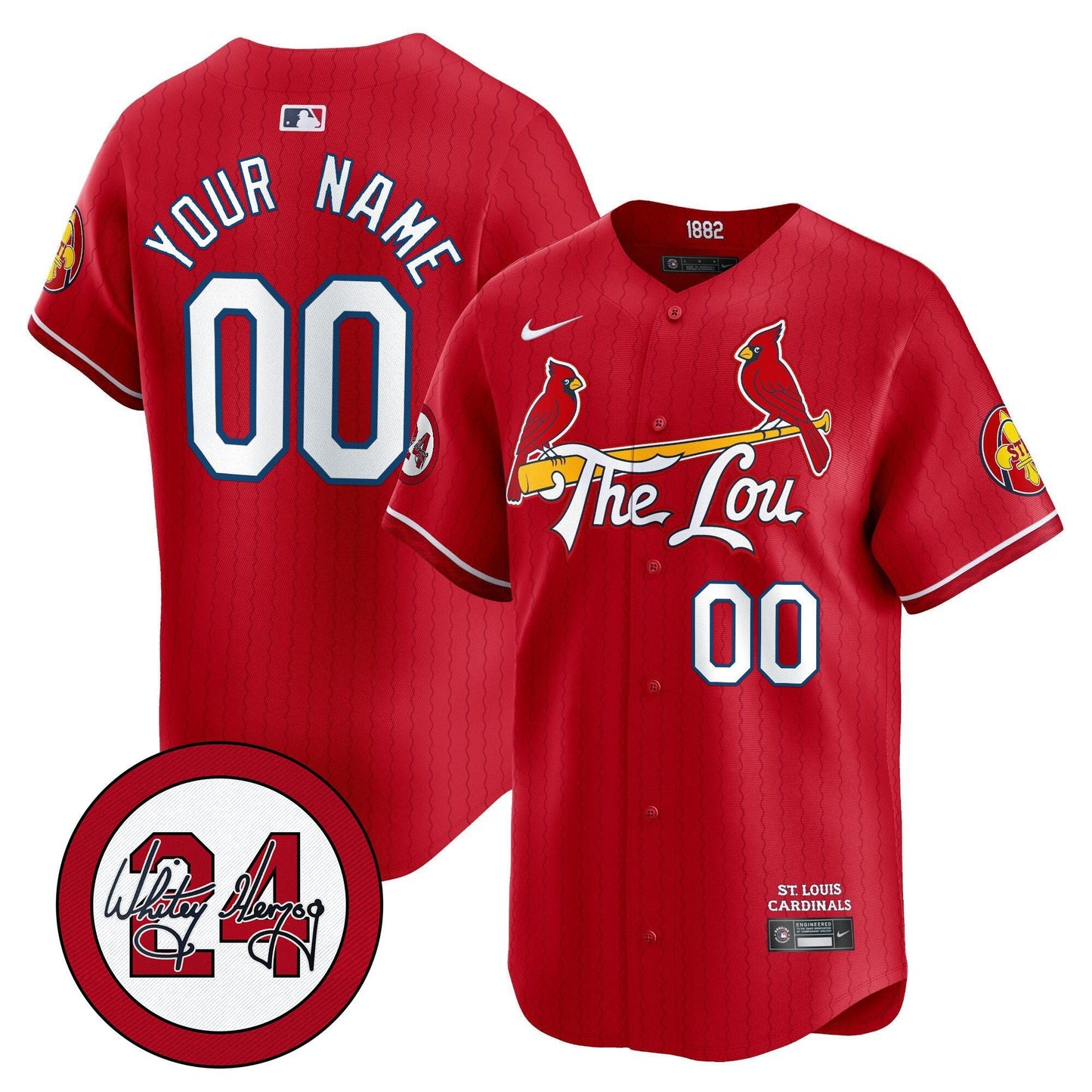 St. Louis Cardinals 2024 City Connect Whitey Herzog Patch Vapor Premier Limited Custom Jersey - All Stitched