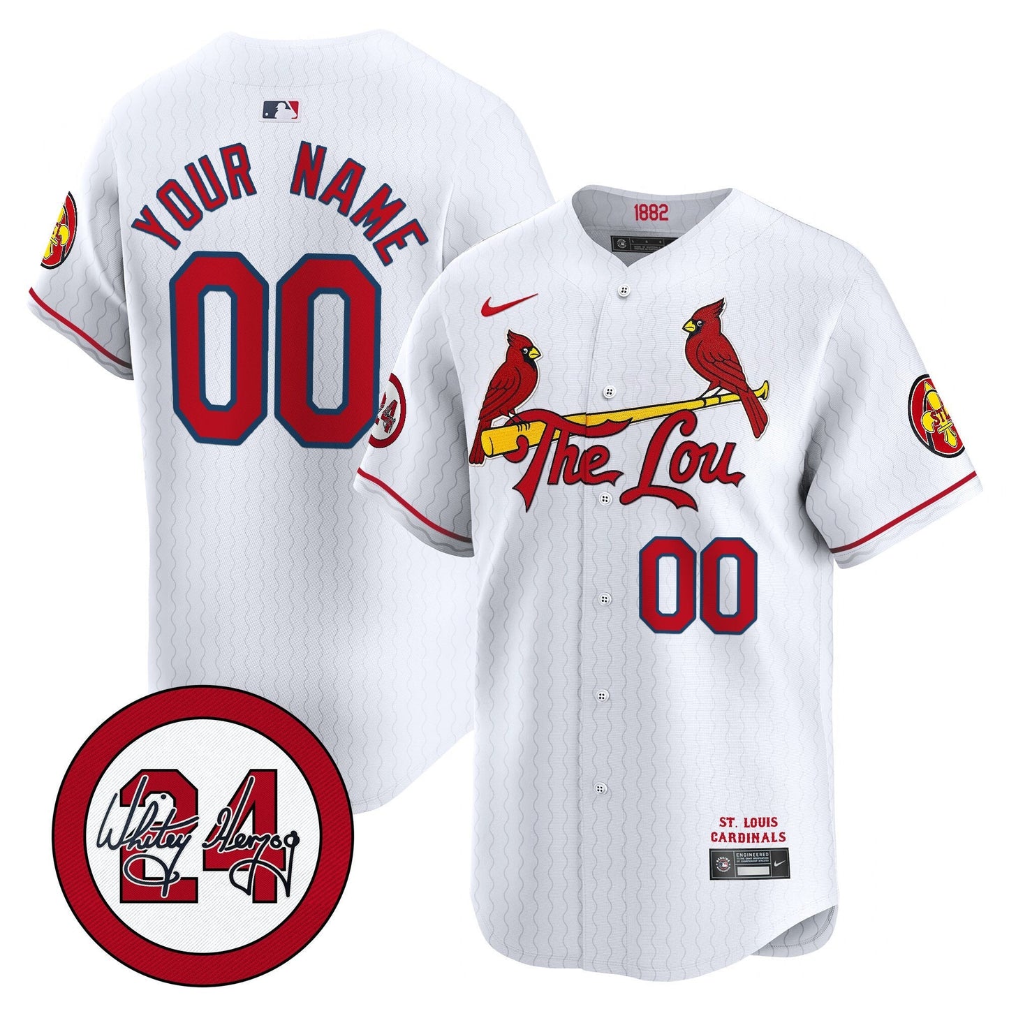 St. Louis Cardinals 2024 City Connect Whitey Herzog Patch Vapor Premier Limited Custom Jersey - All Stitched