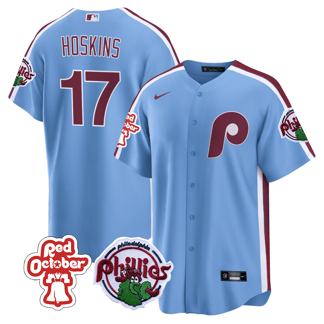 Philadelphia Phillies Red October Patch Cool Base Jersey - All Stitched