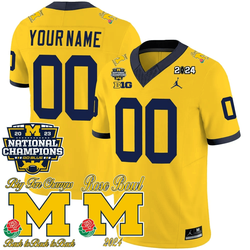 Michigan 2023 National Champions & Rose Bowl Patch Vapor Custom Jersey- All Stitched