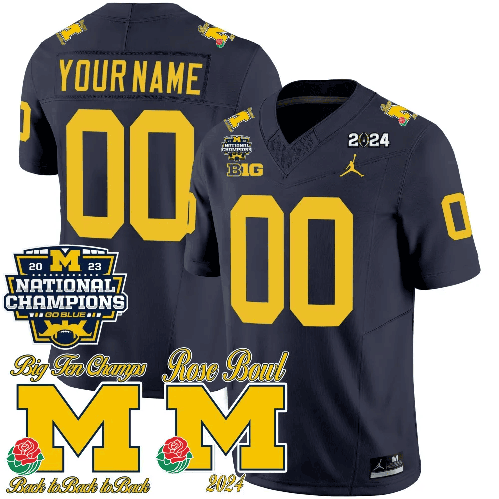 Michigan 2023 National Champions & Rose Bowl Patch Vapor Custom Jersey- All Stitched