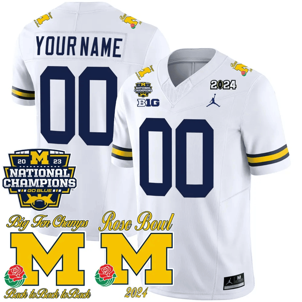 Michigan 2023 National Champions & Rose Bowl Patch Vapor Custom Jersey- All Stitched