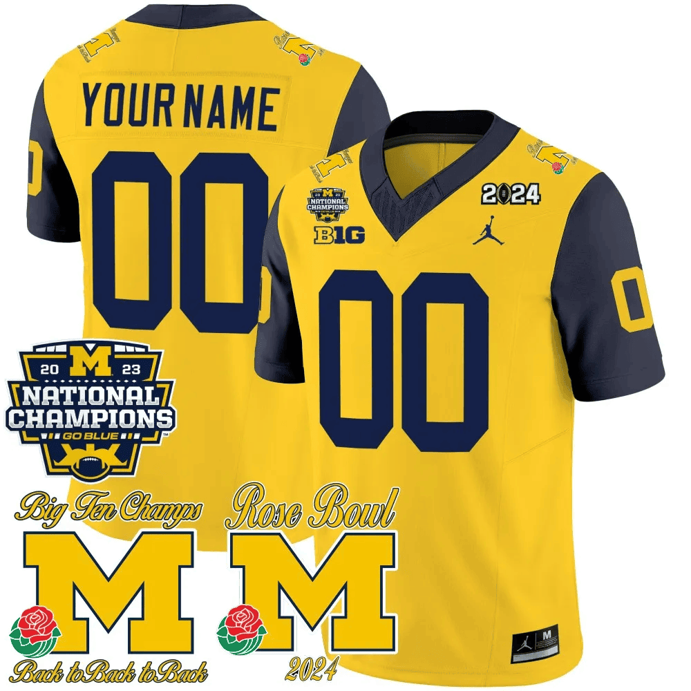 Michigan 2023 National Champions & Rose Bowl Patch Vapor Custom Jersey- All Stitched