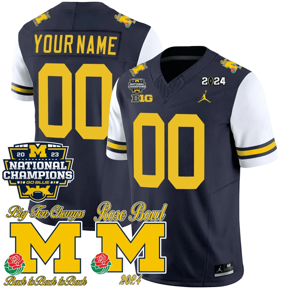 Michigan 2023 National Champions & Rose Bowl Patch Vapor Custom Jersey- All Stitched