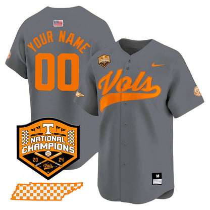 Tennessee 2024 Baseball College World Series Champions Limited Custom Jersey - All Stitched