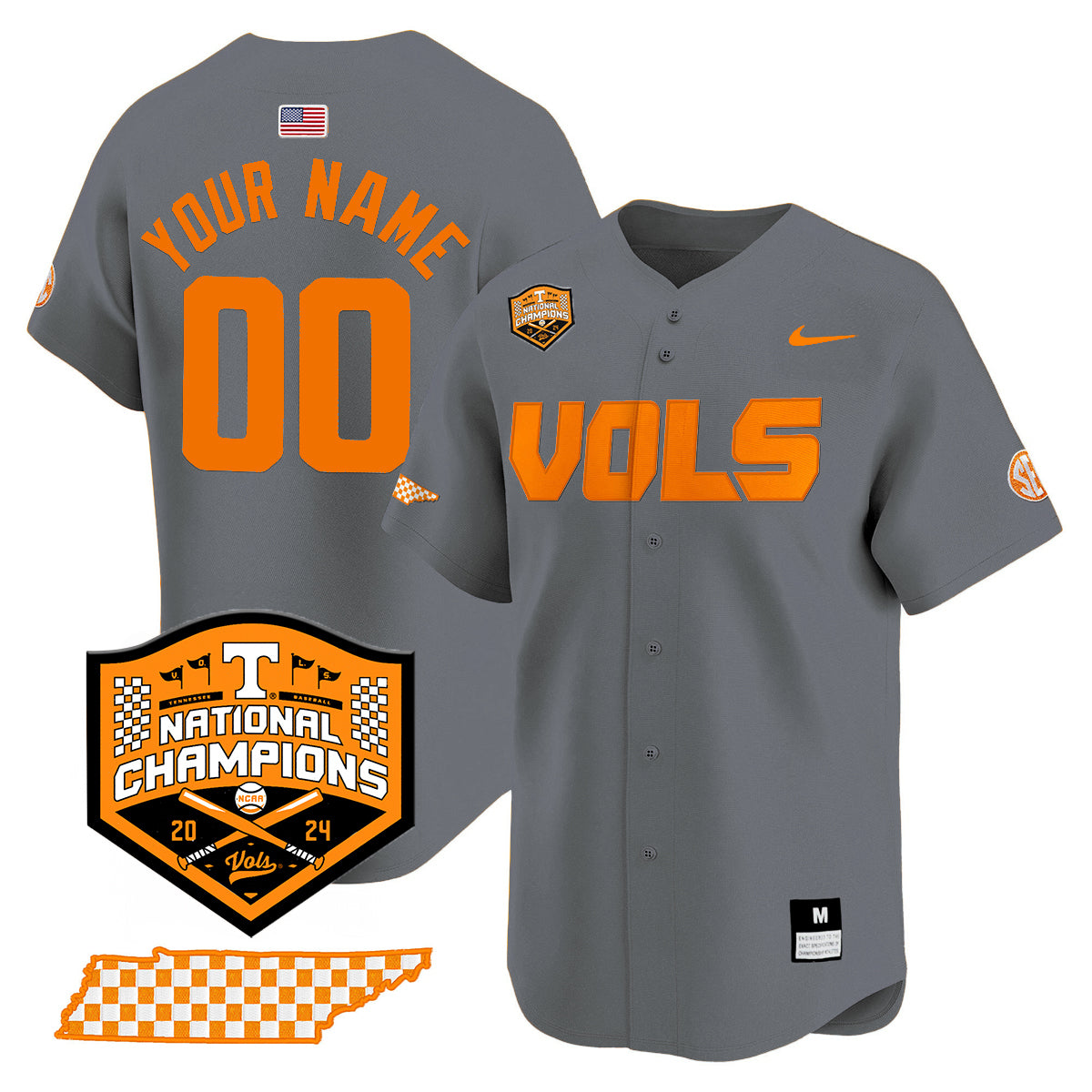 Tennessee 2024 Baseball College World Series Champions Limited Custom Jersey V2 - All Stitched