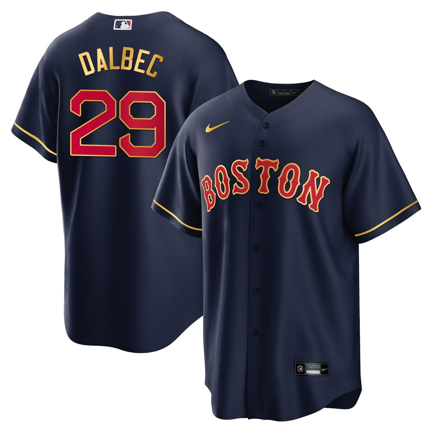Boston Red Sox Gold Trim Jersey - All Stitched