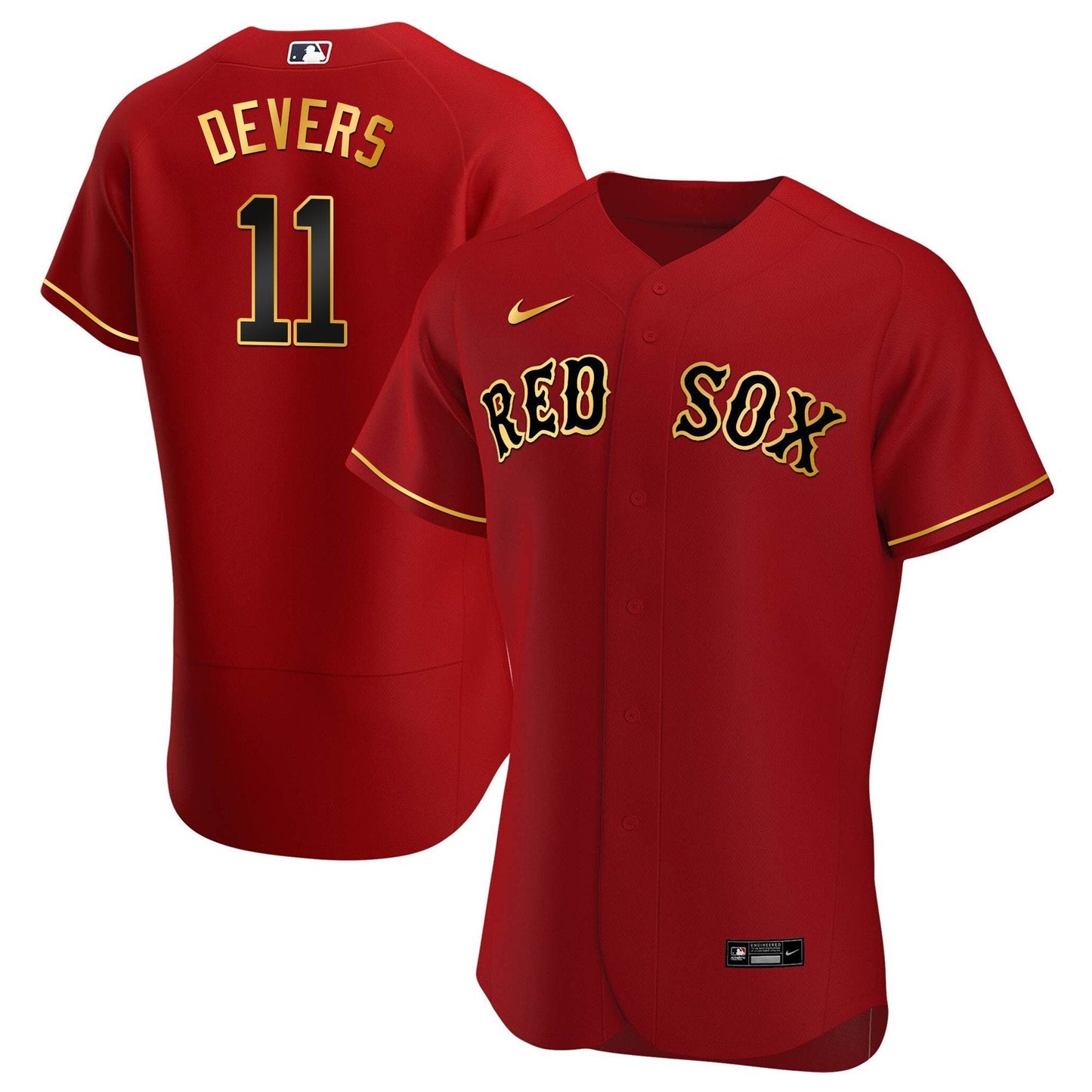 Boston Red Sox Gold Trim Jersey - All Stitched