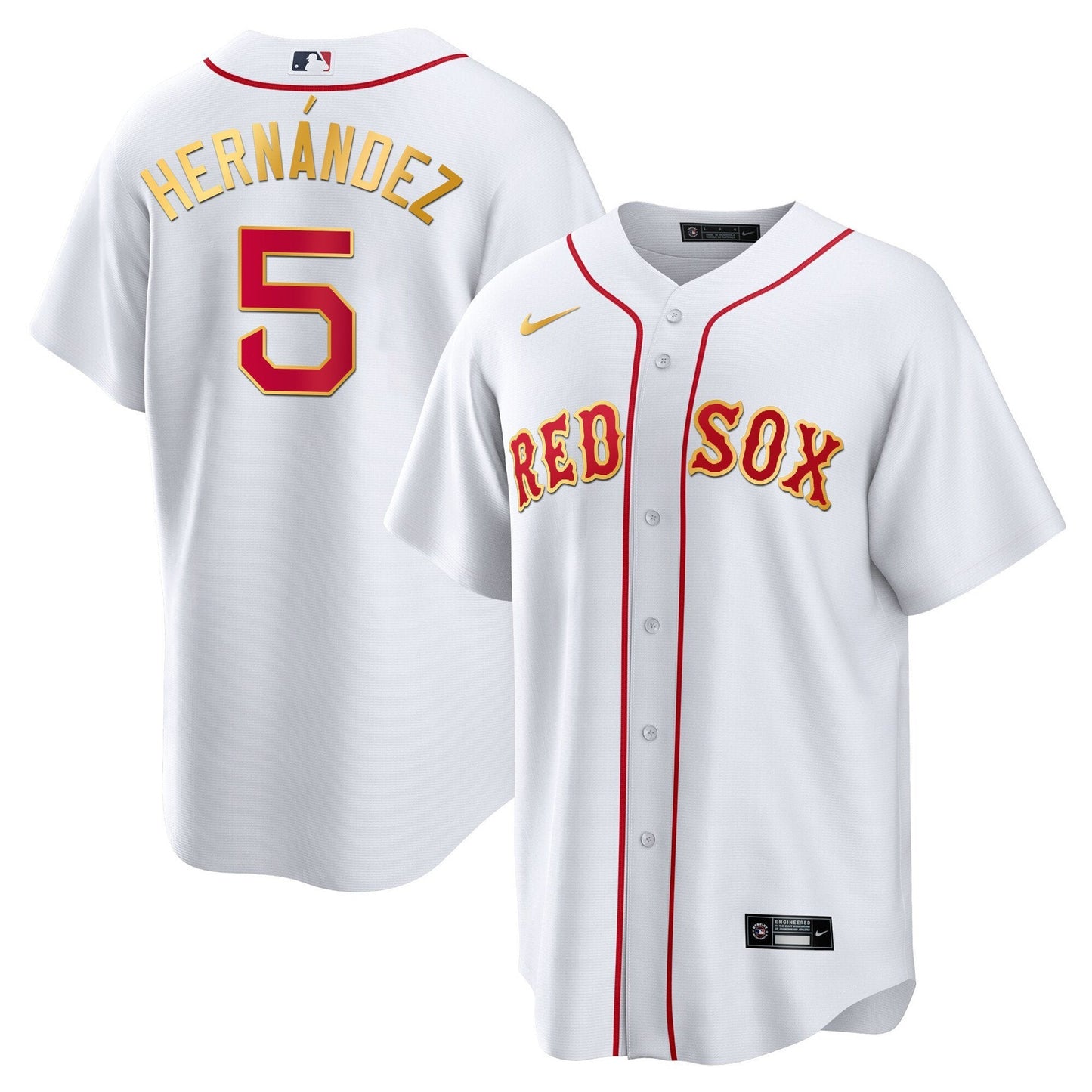Boston Red Sox Gold Trim Jersey - All Stitched
