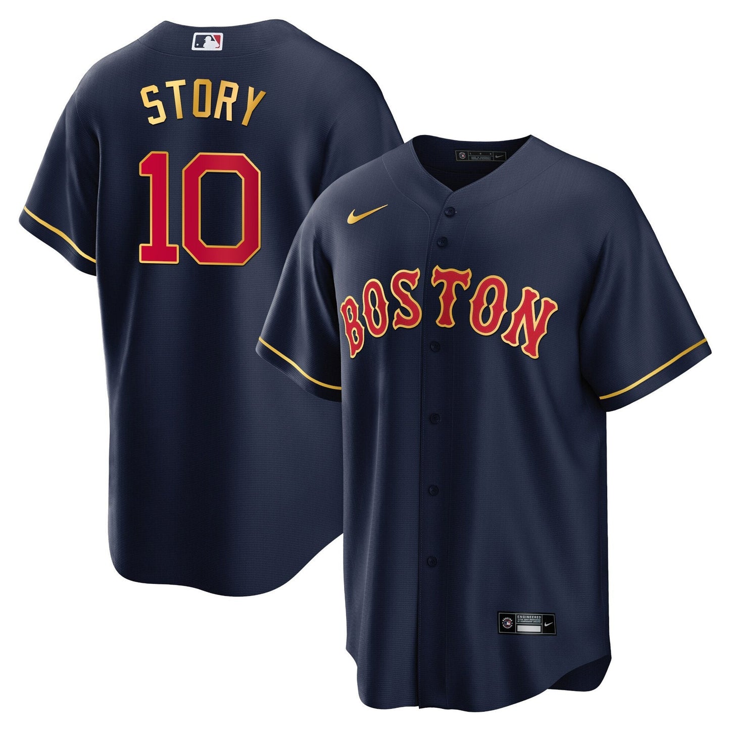Boston Red Sox Gold Trim Jersey - All Stitched