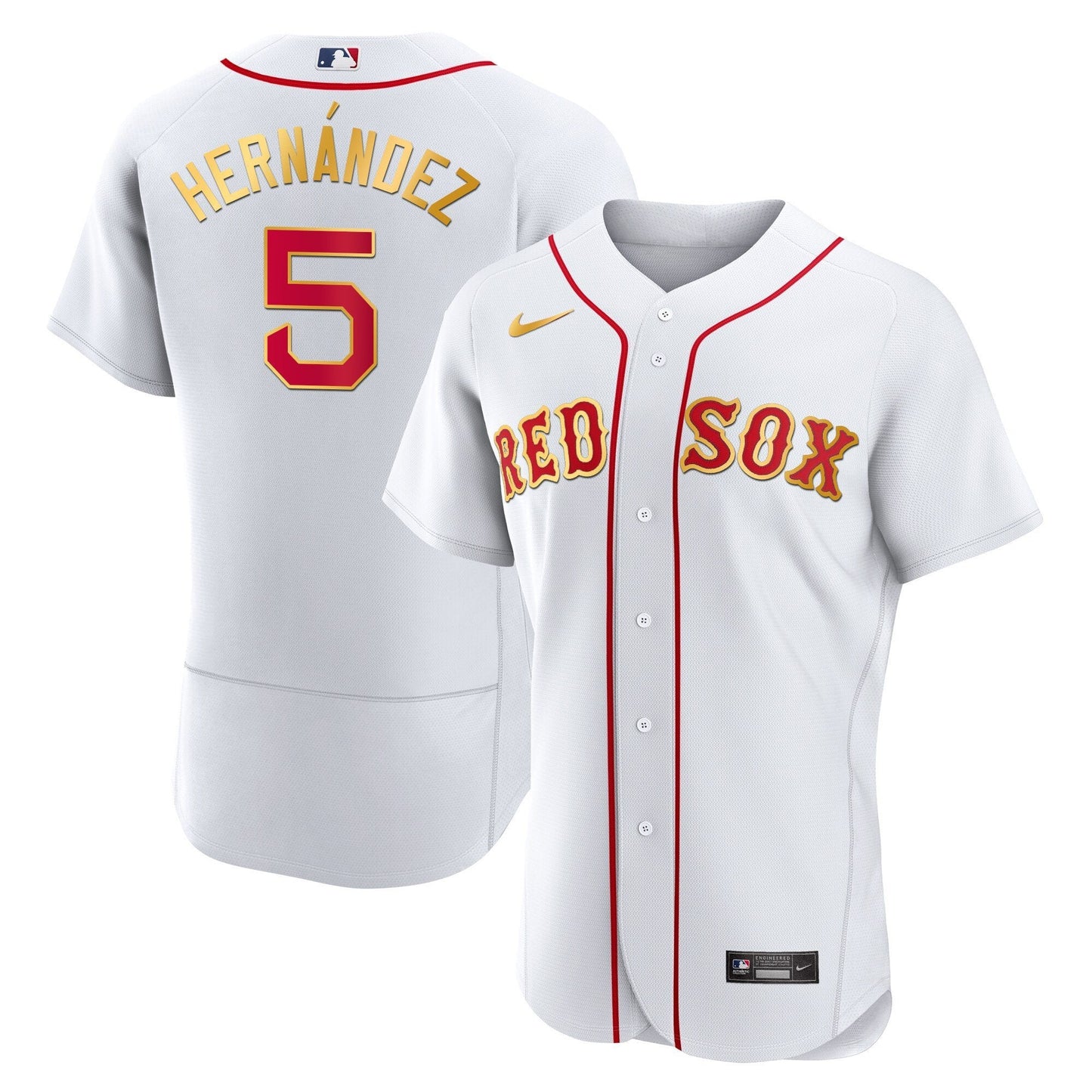Boston Red Sox Gold Trim Jersey - All Stitched