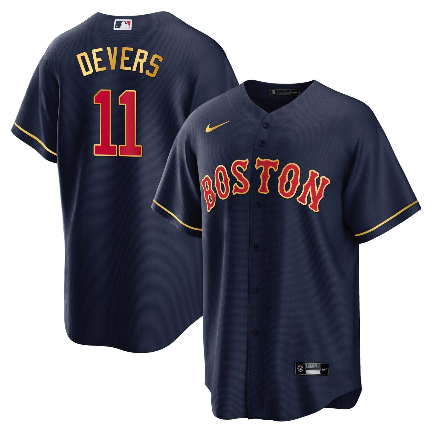Boston Red Sox Gold Trim Jersey - All Stitched