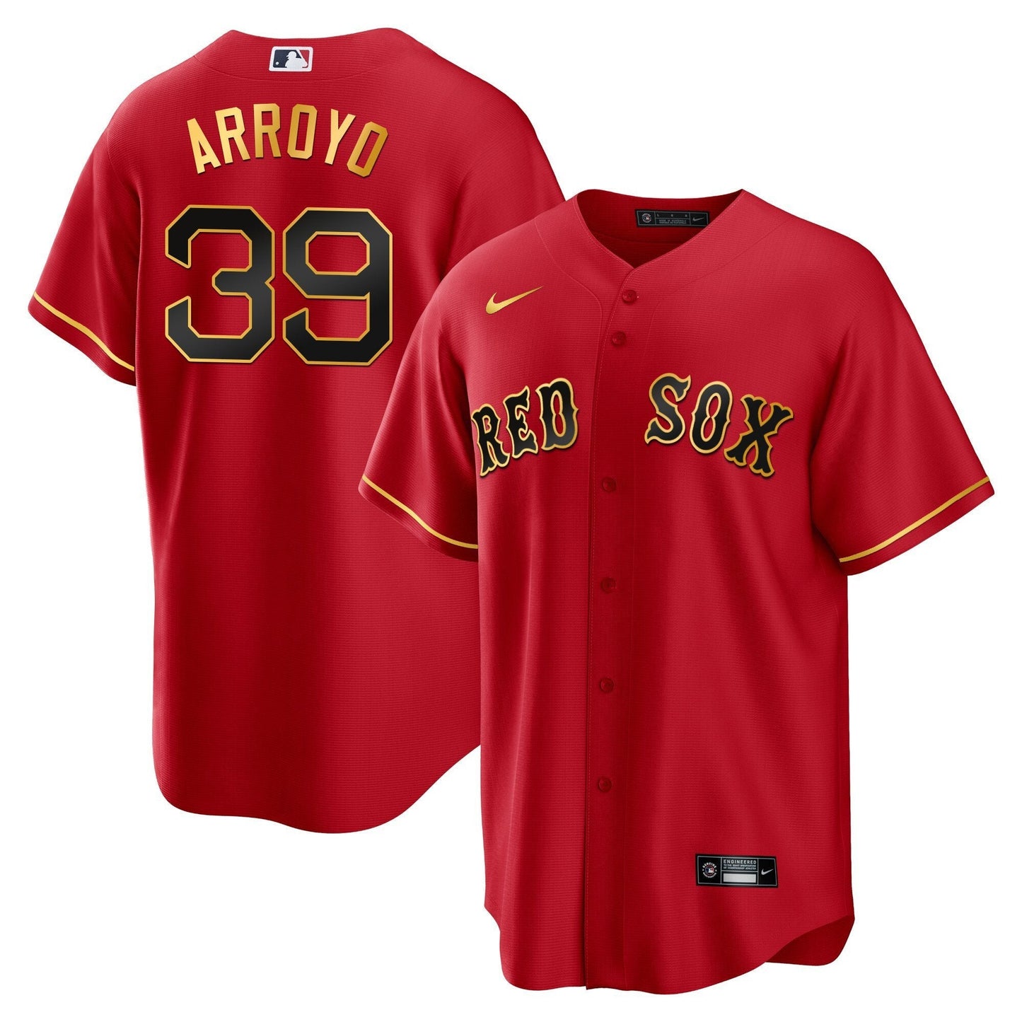 Boston Red Sox Gold Trim Jersey - All Stitched