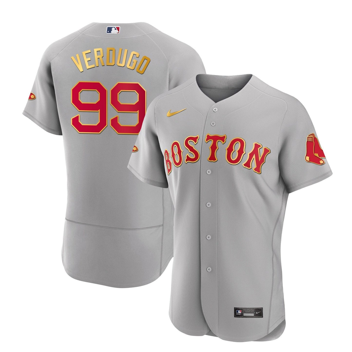 Boston Red Sox Gold Trim Jersey - All Stitched
