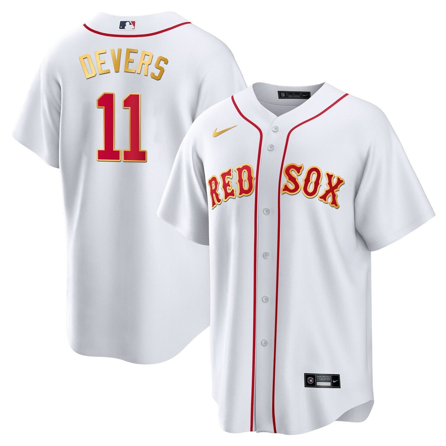 Boston Red Sox Gold Trim Jersey - All Stitched