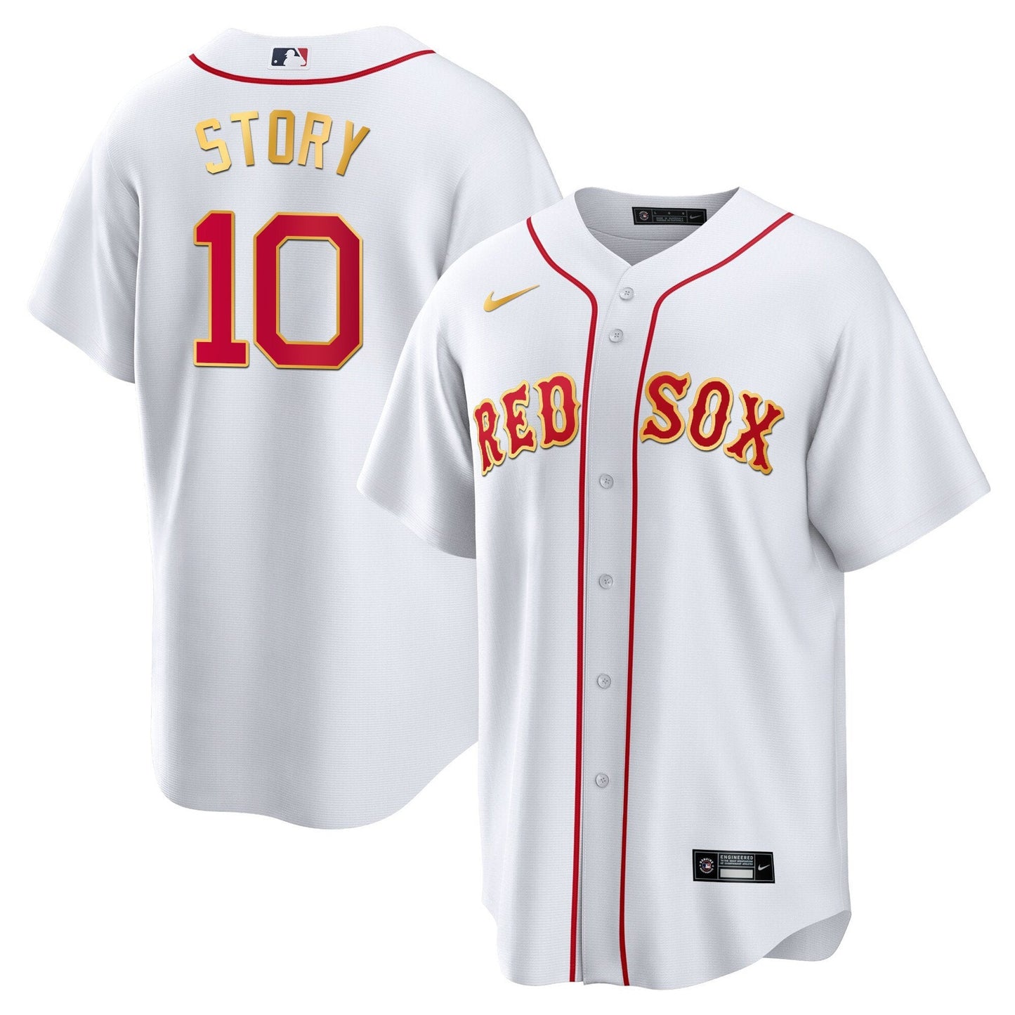 Boston Red Sox Gold Trim Jersey - All Stitched