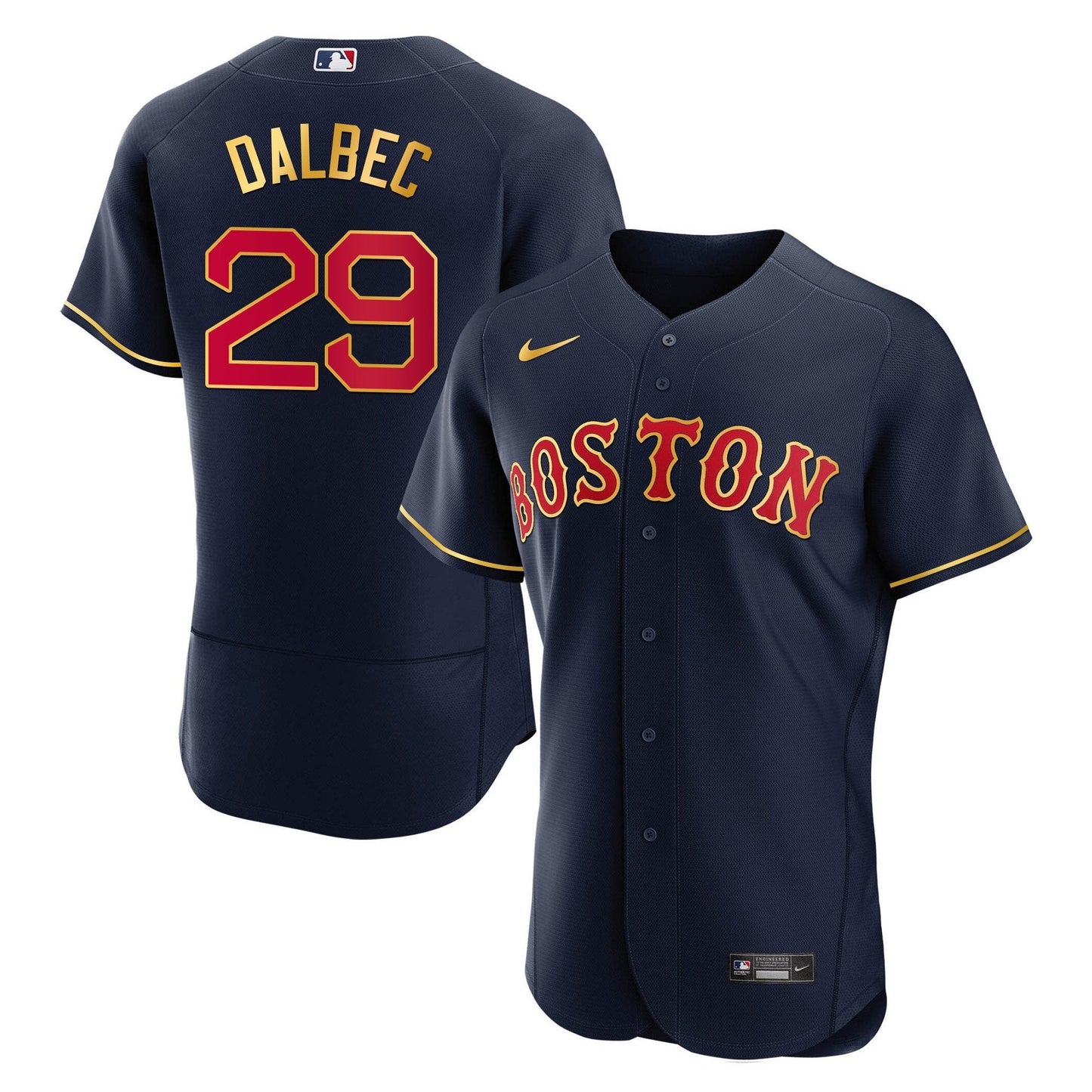 Boston Red Sox Gold Trim Jersey - All Stitched