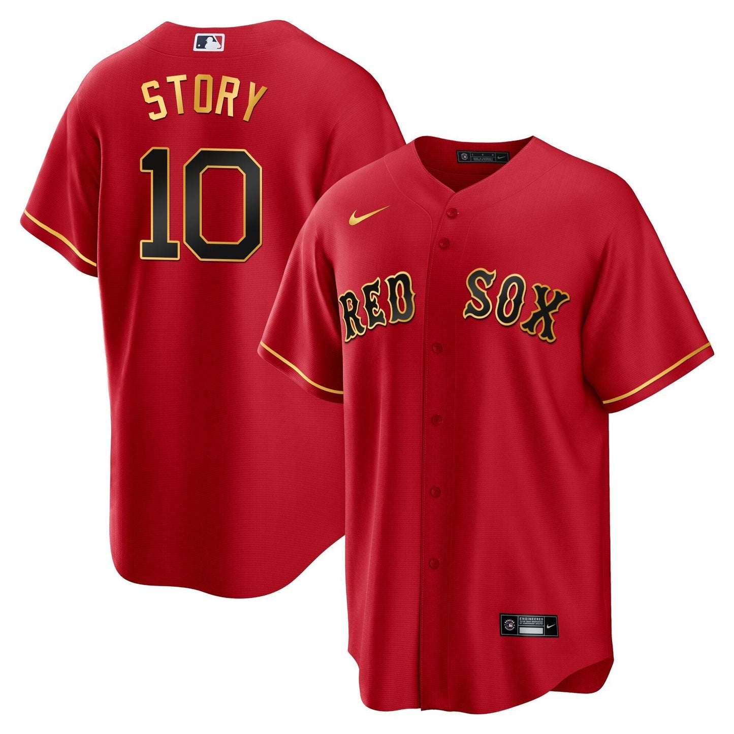 Boston Red Sox Gold Trim Jersey - All Stitched