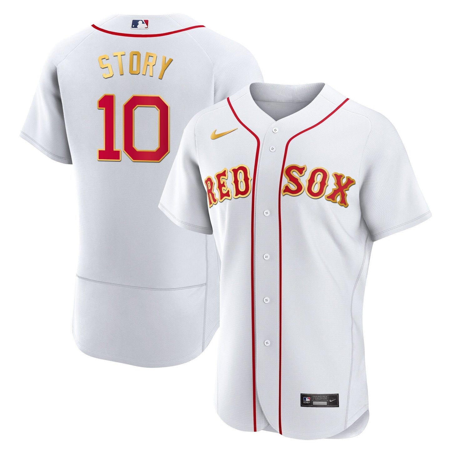 Boston Red Sox Gold Trim Jersey - All Stitched
