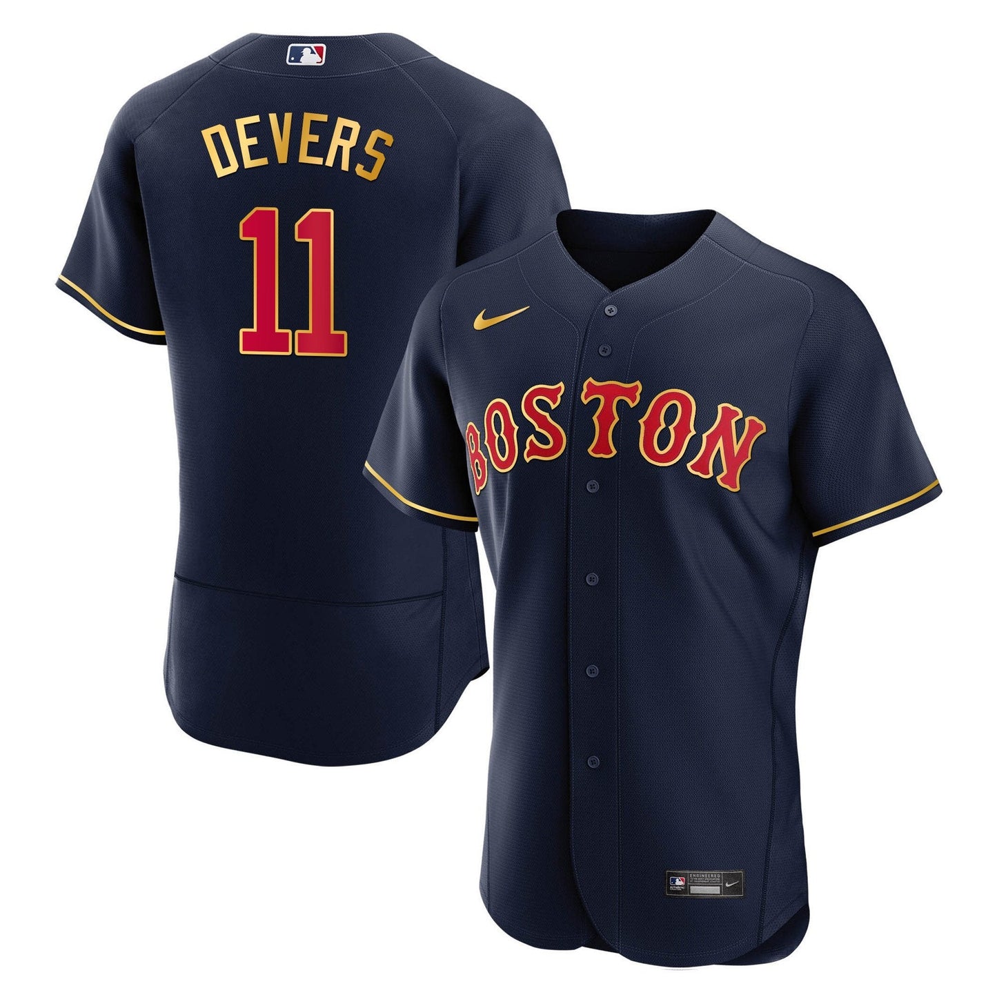 Boston Red Sox Gold Trim Jersey - All Stitched