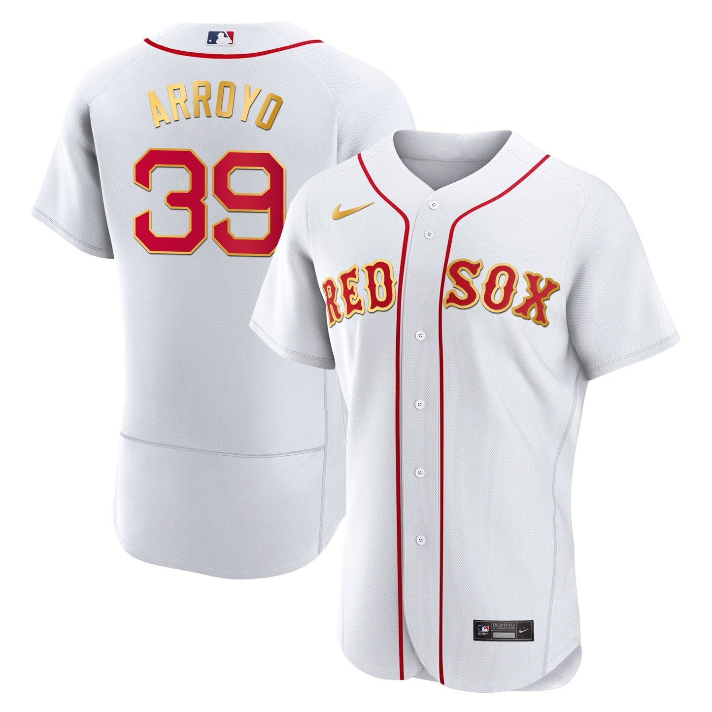 Boston Red Sox Gold Trim Jersey - All Stitched