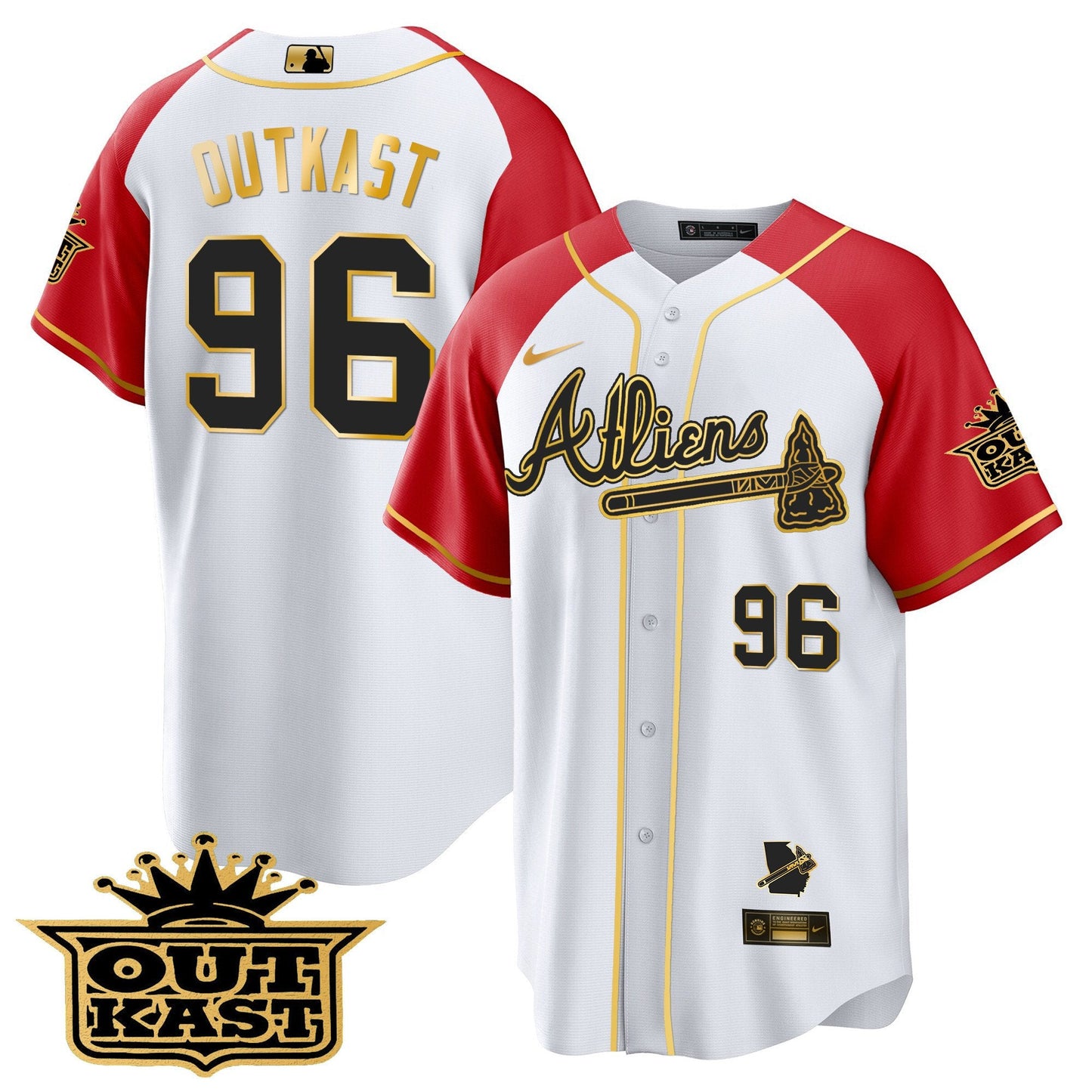 Atlanta Braves Atliens Gold Alternate Cool Base Jersey - All Stitched
