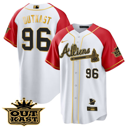 Atlanta Braves Atliens Gold Alternate Cool Base Jersey - All Stitched