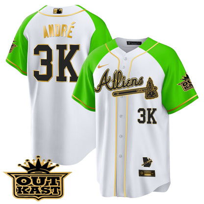 Atlanta Braves Atliens Gold Alternate Cool Base Jersey - All Stitched