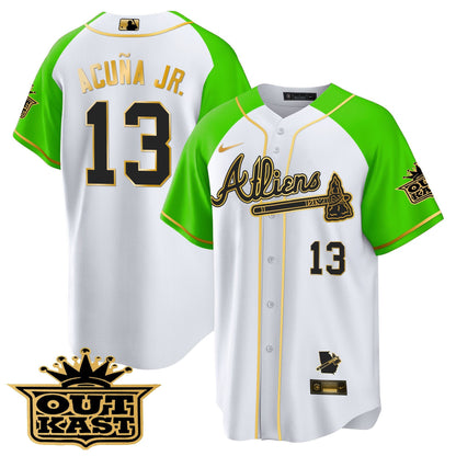 Atlanta Braves Atliens Gold Alternate Cool Base Jersey - All Stitched