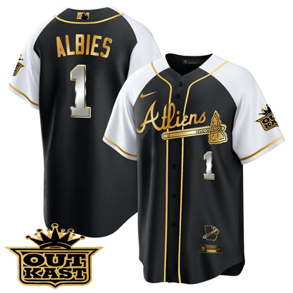 Atlanta Braves Atliens Gold Alternate Cool Base Jersey - All Stitched
