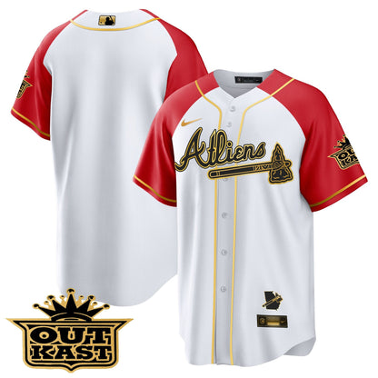 Atlanta Braves Atliens Gold Alternate Cool Base Jersey - All Stitched