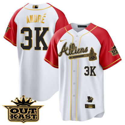 Atlanta Braves Atliens Gold Alternate Cool Base Jersey - All Stitched