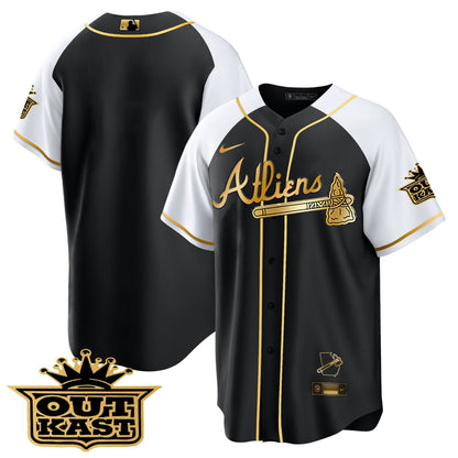 Atlanta Braves Atliens Gold Alternate Cool Base Jersey - All Stitched