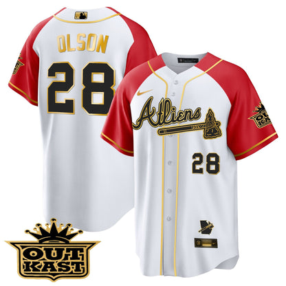 Atlanta Braves Atliens Gold Alternate Cool Base Jersey - All Stitched