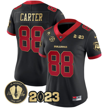 Women's Georgia Bulldogs 2023 Champions Gold Jersey - All Stitched