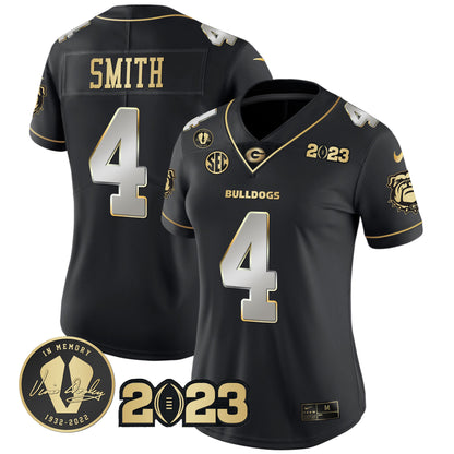 Women's Georgia Bulldogs 2023 Champions Gold Jersey - All Stitched