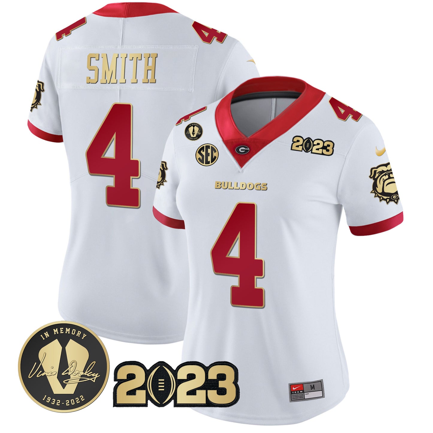 Women's Georgia Bulldogs 2023 Champions Gold Jersey - All Stitched