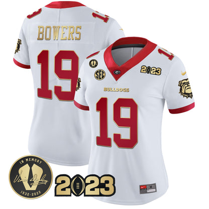 Women's Georgia Bulldogs 2023 Champions Gold Jersey - All Stitched