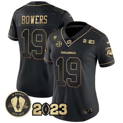 Women's Georgia Bulldogs 2023 Champions Gold Jersey - All Stitched