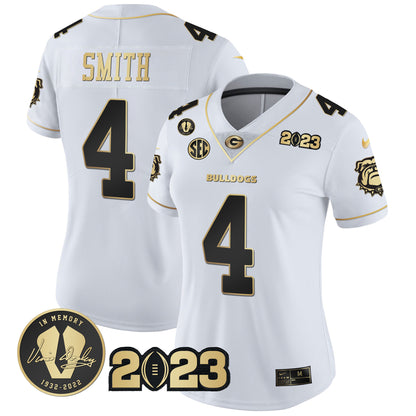 Women's Georgia Bulldogs 2023 Champions Gold Jersey - All Stitched