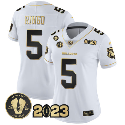 Women's Georgia Bulldogs 2023 Champions Gold Jersey - All Stitched