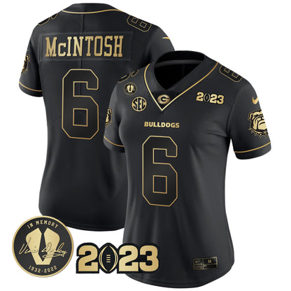 Women's Georgia Bulldogs 2023 Champions Gold Jersey - All Stitched