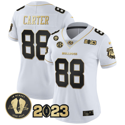 Women's Georgia Bulldogs 2023 Champions Gold Jersey - All Stitched