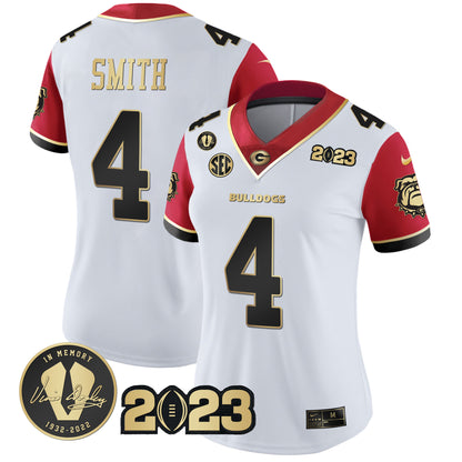 Women's Georgia Bulldogs 2023 Champions Gold Jersey - All Stitched