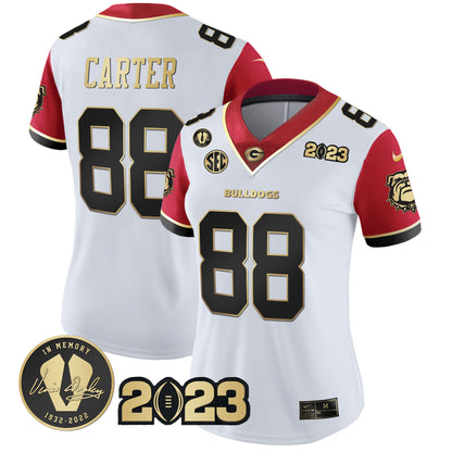 Women's Georgia Bulldogs 2023 Champions Gold Jersey - All Stitched